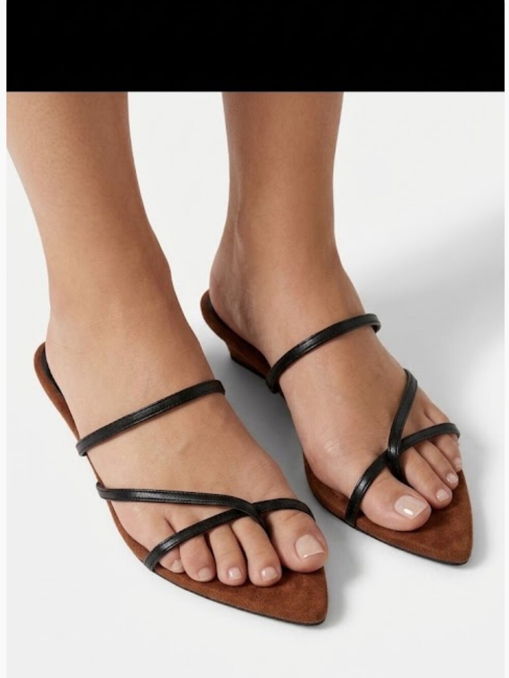 Shein Sandals Black Strappy Suede Size 38 USA 7.5